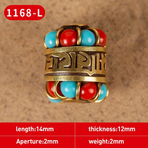 1Pc 15 Styles Retro Nepal Beads Handmade Red Coral Tibetan Bead Antique Golden For Jewelry Components Making DIY Bracelets