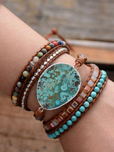 Load image into Gallery viewer, Bohemian Handmade Natural Stones Leather Wrap 5 Layer Bracelet