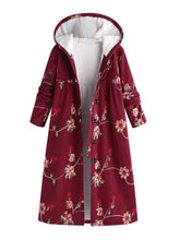 Load image into Gallery viewer, Floral Printed Long Hoodie Coat Outwear