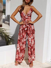 Load image into Gallery viewer, Flower Sleeveless Backless Wide Leg Pants Jumpsuit