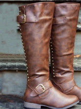 Load image into Gallery viewer, Fashion Thigh-high Rivet Low-heel Zipper Boots Shoes