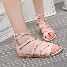 Load image into Gallery viewer, 2018 Summer Open Toe Cross Strap Flat Sandals