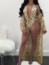 Load image into Gallery viewer, 2018 Floral Print Long Sleeved Jacket Cloak + Halter One Piece Swimsuit Set