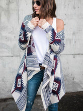 Load image into Gallery viewer, Autumn And Winter Geometric Pattern Long Sleeve Cardigan Coat