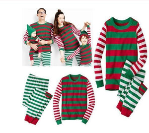 Family Christmas pajams stripe set Xmas family suit