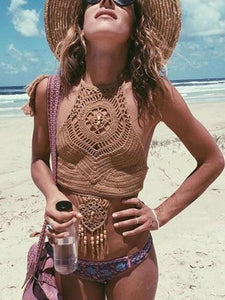 Boho Crochet Tassels Beach Bikini