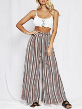 Load image into Gallery viewer, Print Stripe Belted High Waist Wide Leg Pants