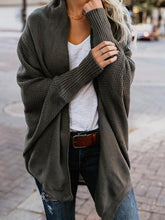 Load image into Gallery viewer, Irregular Solid Color Turndown Collar Long Sleeve Cardigan Sweater