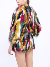 Load image into Gallery viewer, Faux Fur Multicolor Fox Fur Color Matching Coat