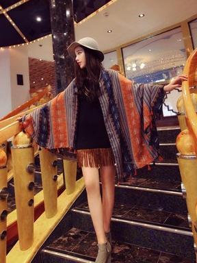 Spring Autumn Bohemian Ethnic Style Cashew Flower Tassel Scarf Sunscreen Shawl