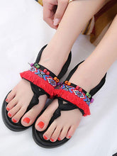 Load image into Gallery viewer, Bohemian Tasseled Flat Heel Sandals Clip Toe  Shoes