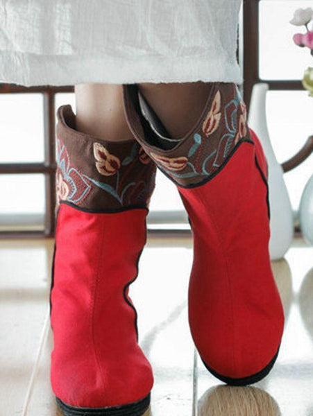 Retro National Style Embroidery Increased Cotton Boots