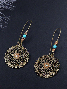 Bohemian Retro Long Hollow Flower Earrings