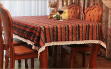 Load image into Gallery viewer, Cotton and linen table linen tablecloth tea table cloth square tablecloth national wind bronzing lace cotton and linen tablecloth