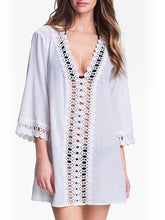 Load image into Gallery viewer, Pretty V-Neck Lace 3/4 Sleeve Blouse Cover-ups Tops