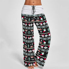 Load image into Gallery viewer, New Autumn Women Christmas Style Long Pants Vintage Print Casual Wide Leg Pants Streetwear Female Patchwork Loose Pant