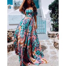 Load image into Gallery viewer, Women Summer Long Maxi Dress Boho Floral Print Dresses Off-Shoulder Beach Party Sundress