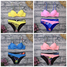 Load image into Gallery viewer, Women Sexy Bikinis Set Patchwork Swimsuits Print Ruched Swimwear
