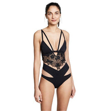 Load image into Gallery viewer, Solid Color Sexy One Piece Swimsuit Women Lace Swimwear Push Up Monokini Bathing Suits Summer Beach Hollow Bodysuits Swimming Suit
