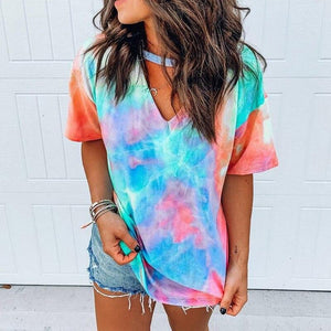 Summer Sexy Frauen Tie Dye Druck Kurz T Shirt