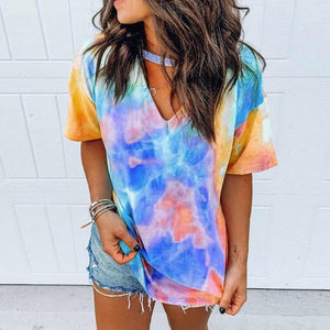 Summer Sexy Frauen Tie Dye Druck Kurz T Shirt