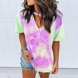 Summer Sexy Frauen Tie Dye Druck Kurz T Shirt