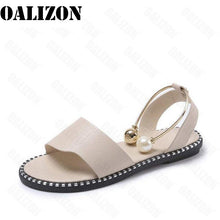 Load image into Gallery viewer, New Summer Women Beaded Pearly Sandals Slippers Shoes Ladies Flats Sandals Flip Flop Casual Flat Slingback Sandals Shoes