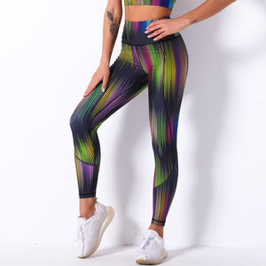 Comfortable breathable digital print yoga pants high waist slim sports leggings