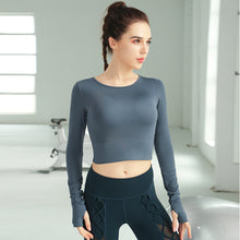 Load image into Gallery viewer, Autumn and winter outdoor sports Yoga long sleeve fitness suit women&#39;s tight moisture absorption and breathable Yoga jacket