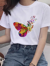 Load image into Gallery viewer, Women&#39;s Colorful Butterfly Print Short Sleeve T-shirt