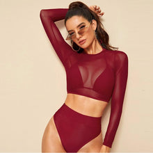 Load image into Gallery viewer, New Hot Spring Sexy Split Swimsuit Three-piece Transparent Mesh