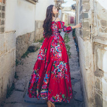Load image into Gallery viewer, Retro Ethnic Boho Big Swing Floral Printed Maxi Dress
