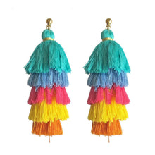 Load image into Gallery viewer, Handmade long tassel colorful bohemia style statement fashion party