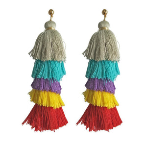 Handmade long tassel colorful bohemia style statement fashion party