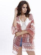 Load image into Gallery viewer, Popular 3/4 Sleeve Printed Shirt Shawl Cover-up Tops