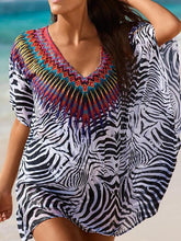 Load image into Gallery viewer, Fashion Black Stripe V Neck Shawl Cover-up Tops