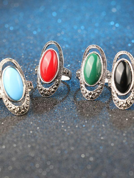 Bohemian Alloy Inlaid Stone Vintage Ring