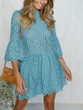 Load image into Gallery viewer, Summer Lace Splice Solid Color Mini Dress