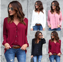 Load image into Gallery viewer, 4 colors V-NECK Long Sleeve Solid color Women Shirt Cardigan