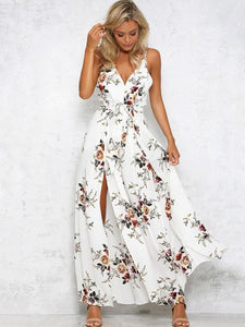 Floral Backless Split Jumpsuit Rompers