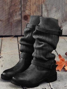 Women Winter Fashion Knit Mid Calf Boots
