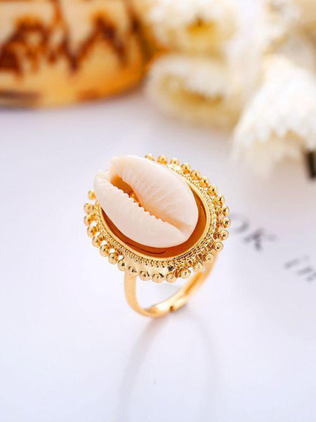 Creative Alloy Inlay Shell Opening Ring