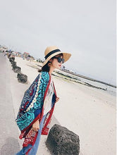 Load image into Gallery viewer, Blue Women Bohemia Floral Tassels Scarf&amp;Cap