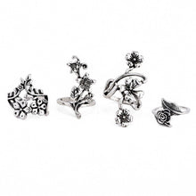 Load image into Gallery viewer, Vintage 4 Pcs Ring Set Bohemian Flower Silver Rings Punk Knuckle Ring Set
