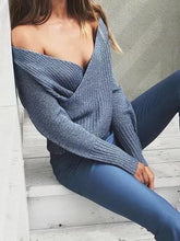 Load image into Gallery viewer, Autumn Sexy Cross V-Neck Sweater