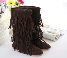 Load image into Gallery viewer, Flat tassels casual women s shoes in the tube female boots large size 40-43 yards