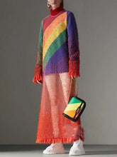 Load image into Gallery viewer, New Rainbow Striped Sweater Female Knit Top