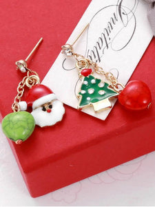 Festive Christmas Tree Santa Claus Stud Earrings
