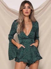 Load image into Gallery viewer, Polka Dot Deep V Neck Bohemia Rompers