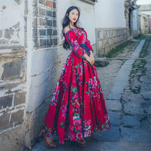 Load image into Gallery viewer, Retro Ethnic Boho Big Swing Floral Printed Maxi Dress